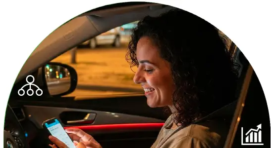 Cliente sorrindo no carro