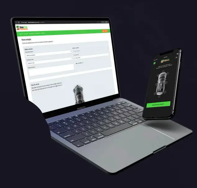 Interface BateClick em laptop e celular